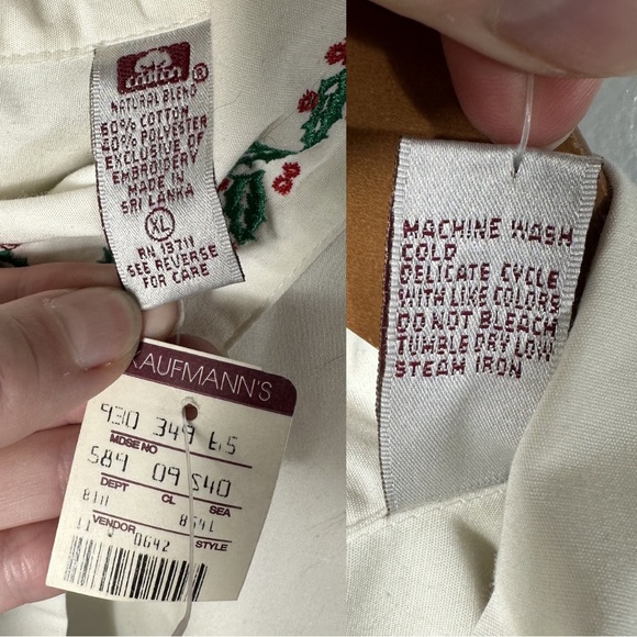 Karen Scott Vintage Cream Teddy Bear Holiday Button-Down Shirt NWT Size XL - Picture 9 of 17